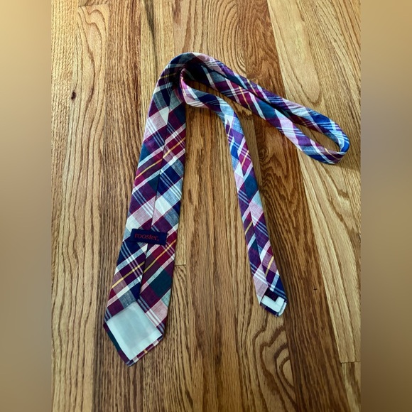 Vintage Rooster Tie Plaid Madras Preppy Ivy 80s - Picture 3 of 4